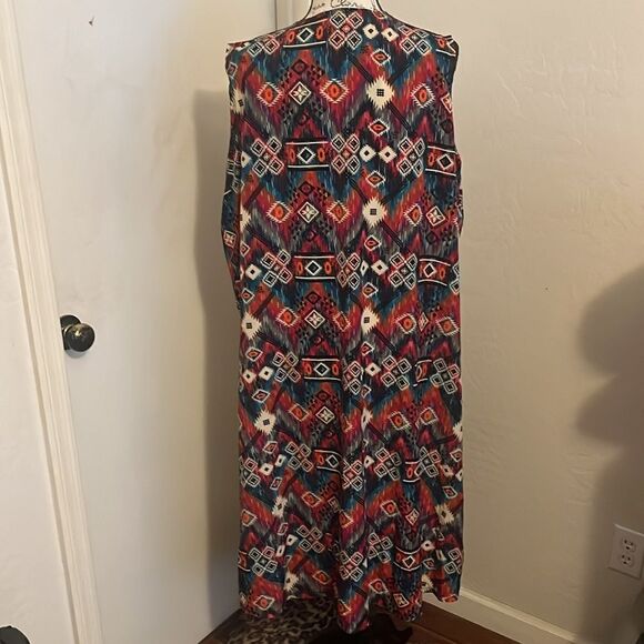 Lularoe Aztec Southwestern Sleeveless Open Style Kimono Boho Festival Modern - Picture 3 of 8